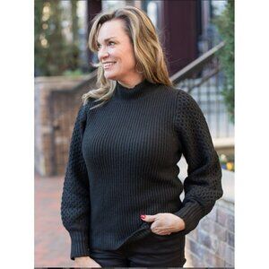 Sanctuary NWT Black Long Sleeve Cable Knit Pullover Sweater Women’s Size M